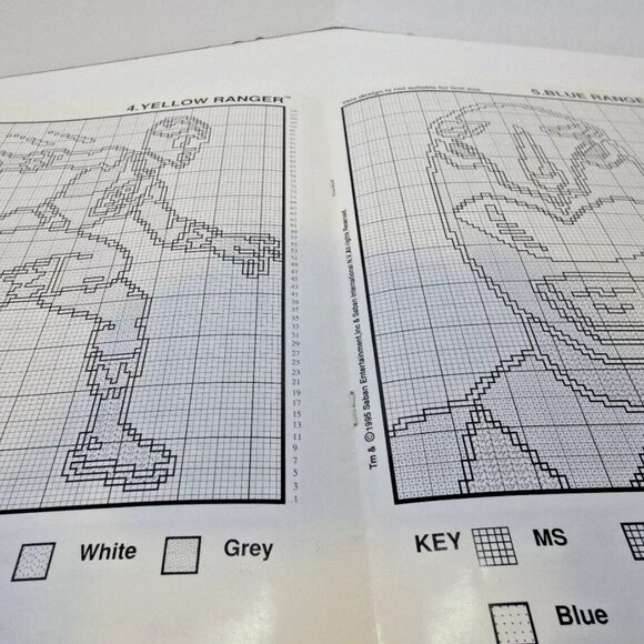 RARE Vintage Power Rangers Sweater Pattern Knitting 24"-38/40" Youth Adult 1995 - Picture 6 of 10